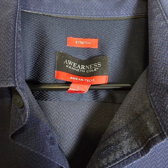 Awearness Kenneth Cole Button Up-Blue-Men's L - Picture 3 of 7